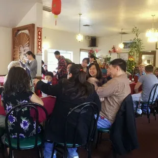 A group of happy diners