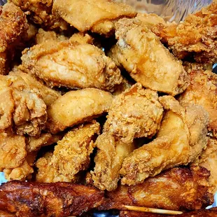a pile of fried food