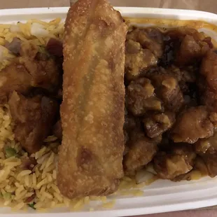 Large portion for General Tso Chicken Combo (less than $8!). Actually has some spice!  Not a ton, but it's there.