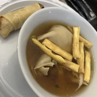 Wonton noodle and egg roll :)
