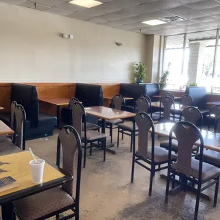 empty restaurant with tables and chairs