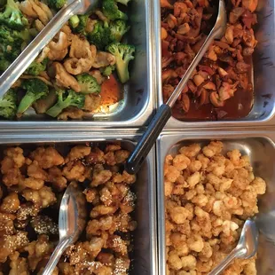 a variety of dishes of food