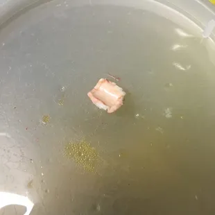 Piece of plastic that was found breaded in the food