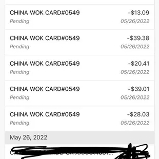 card transactions I didn't make.
