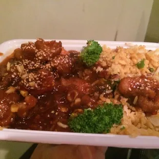 Sesame Chicken with Fried Rice