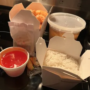 Sweet and sour chicken (quart) and wonton soup (quart) about $15 for everything. Very Delicious! Best sweet and sour chicken.