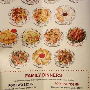 a menu for a family dinner