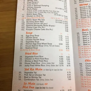 menu
