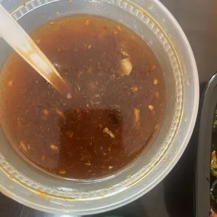 Hot and sour soup. Very hot. Very good.
