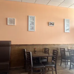 tables and chairs in a restaurant