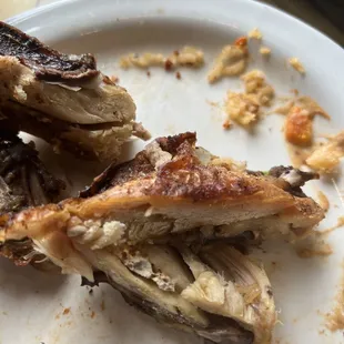 a half eaten plate of food