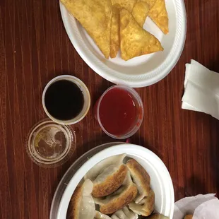 two plates of food on a table