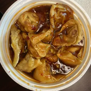 Wontons in Garlic Sauce.  A little too sweet and too much sauce for me.  No spice at all even though I requested hot.
