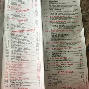 menu