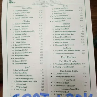 menu