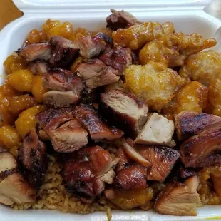 General Tsao, Bourbon and Orange chicken.