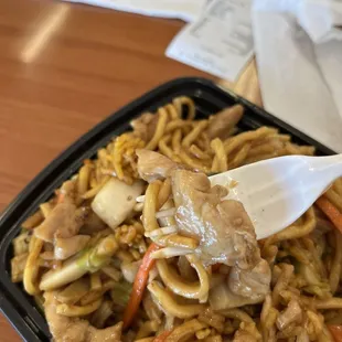 a close up of a plate of noodles