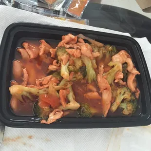 Gross! Chicken and Broccoli with garlic sauce. Yuck....