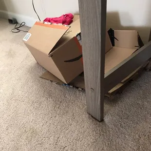 a cardboard box on the floor