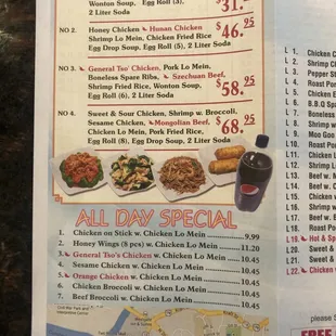 a menu for a family special