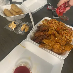 Spring Roll, Chow Mein, Fried Rice