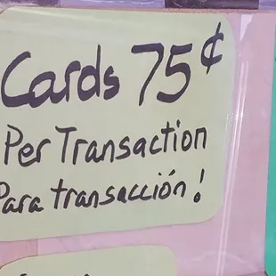 ARE YOU USING YOUR CARD? $.75 CHARGE!