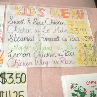 Kid's Menu, great healthy value here!
