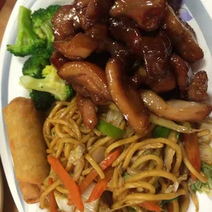 Bourbon chicken with noodles
