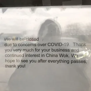 a sign that reads we will be closed due to concerns over covidid