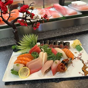 a platter of sushi