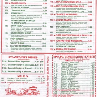 a menu for a chinese restaurant