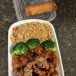Sesame chicken dinner