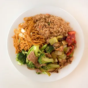 Two item combo with broccoli and beef and kung pao chicken