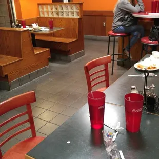 All those tables (every table in the restaurant) were empty of people, but setting with tons of food getting crusty and gross.