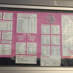 Menu on Drive-thru window