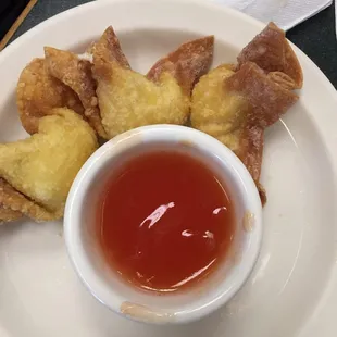 Krab Rangoon with sweet and sour sauce