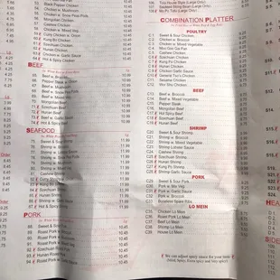 Menu pricing 12/2022