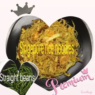 a heart shaped plate of noodles