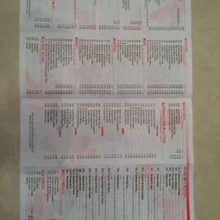 Inside of menu circa 2014