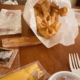 a bag of food on a table