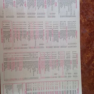 China Wall menu - back