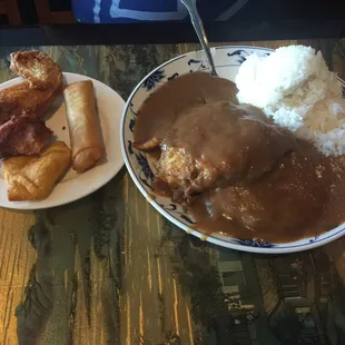 Egg foo young and appetizers.