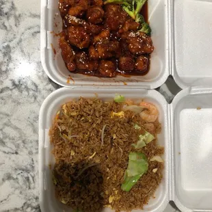 Incredible H5. Sesame Chicken and also 38. Shrimp Fried Rice
