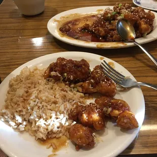 Sesame Chicken with fried rice, so yummy!