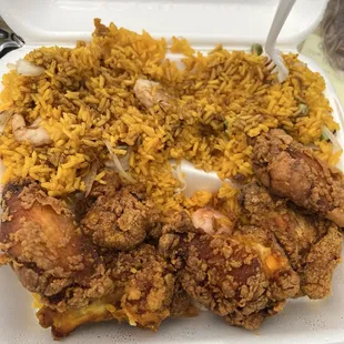 "Shrimp" fried rice. I noticed about 5 shrimp