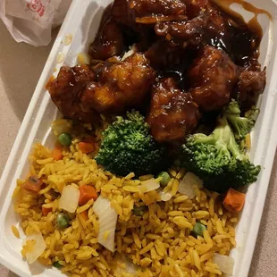 Orange chicken with fried rice