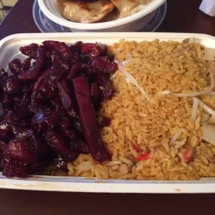 Boneless ribs &amp; fried rice.