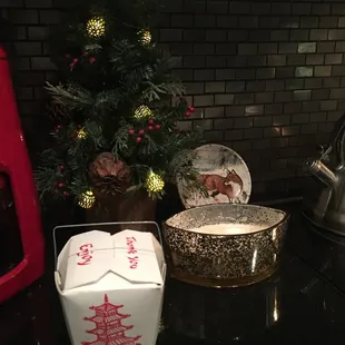 a christmas tree and a box of cookies