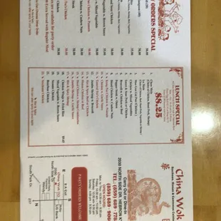 The to go menu back