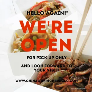 We are open and back in business!